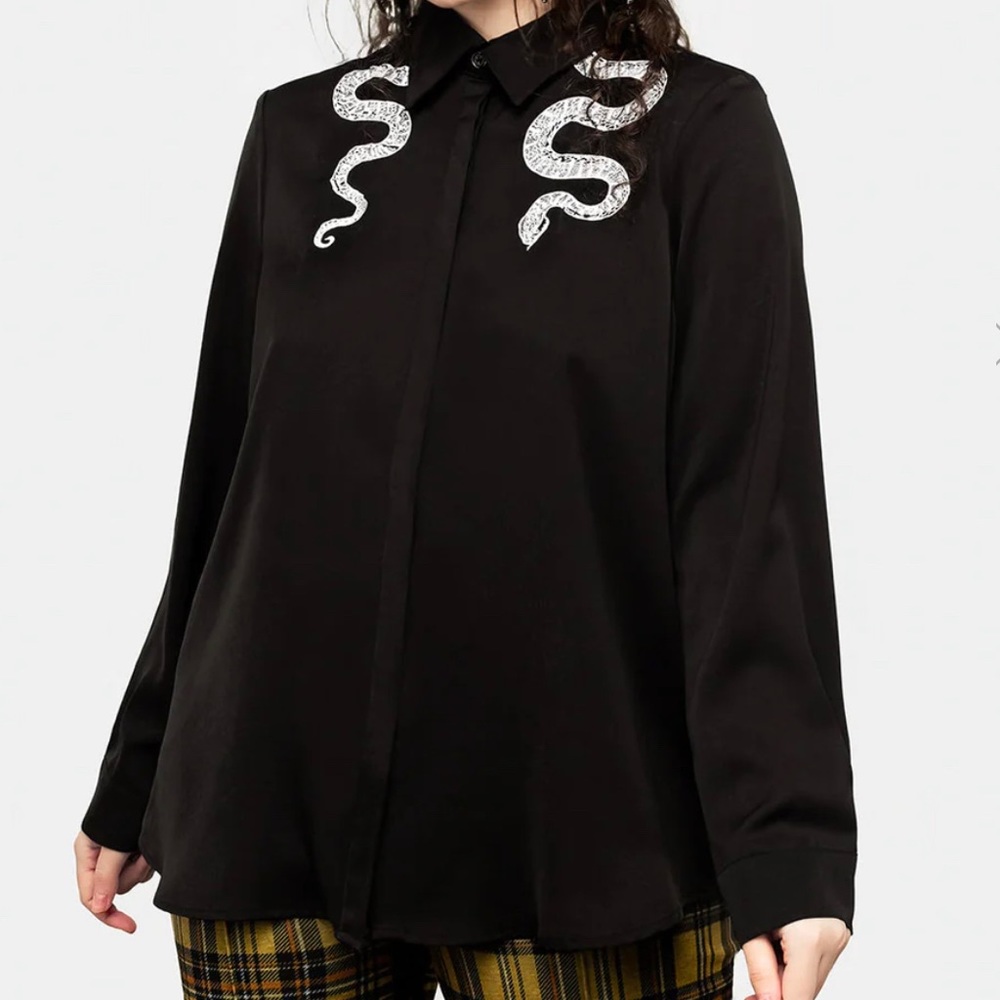 Disturbia Slither Embroidered Snake Shirt